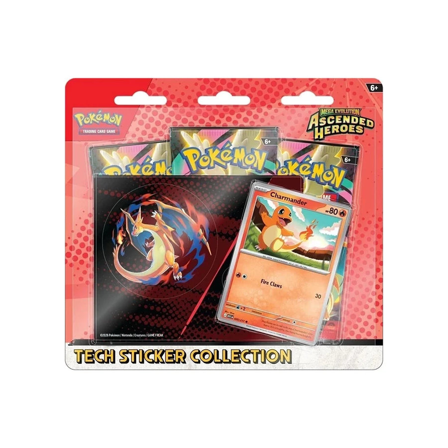 Pokémon TCG: Mega Evolution—Ascended Heroes Tech Sticker Collection [Charmander] – 3 Booster Packs