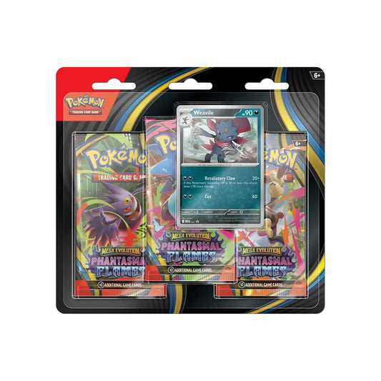 Pokémon TCG: Mega Evolution—Phantasmal Flames 3-Pack Blister [Weavile] – MEP 021 Promo