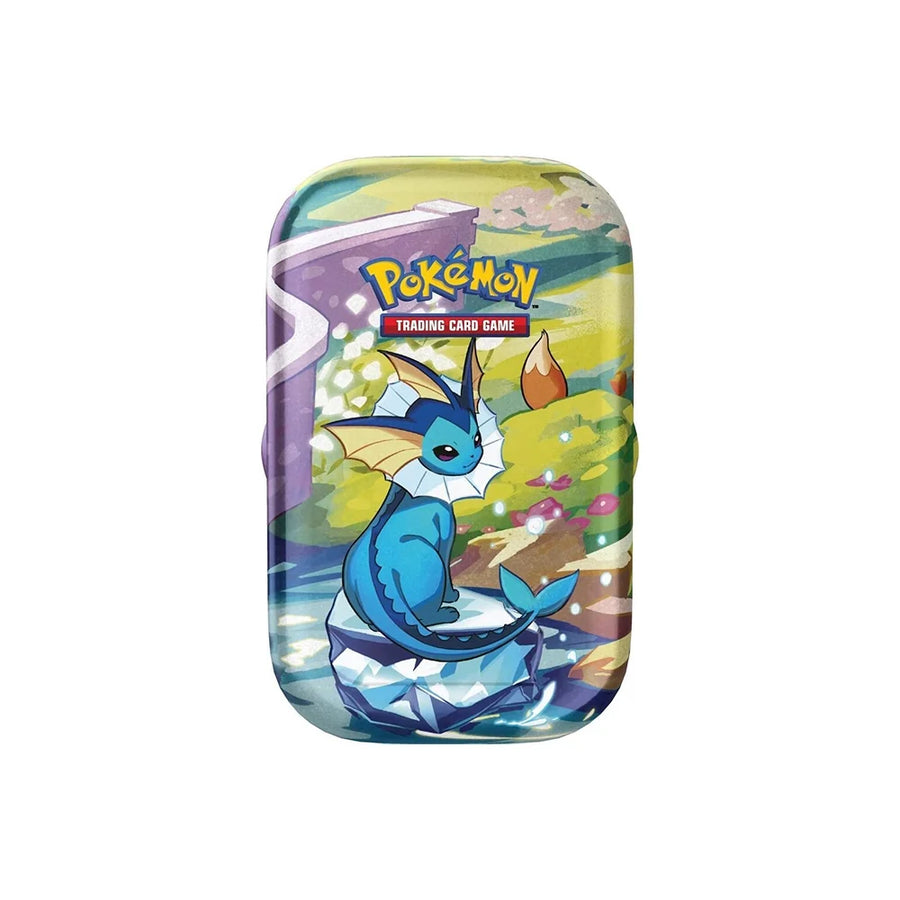 Pokémon TCG: Scarlet & Violet—Prismatic Evolutions Vaporeon Mini Tin – 2 Booster Packs